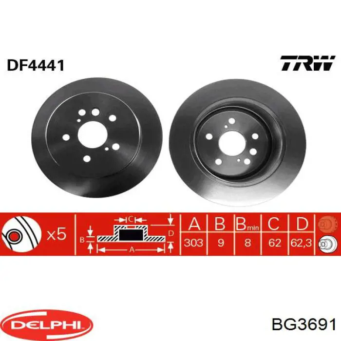 Купити BG3691 Delphi Диск заднього гальма