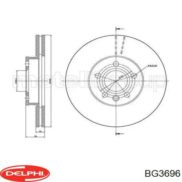 Диск гальмівний передній Delphi BG3696