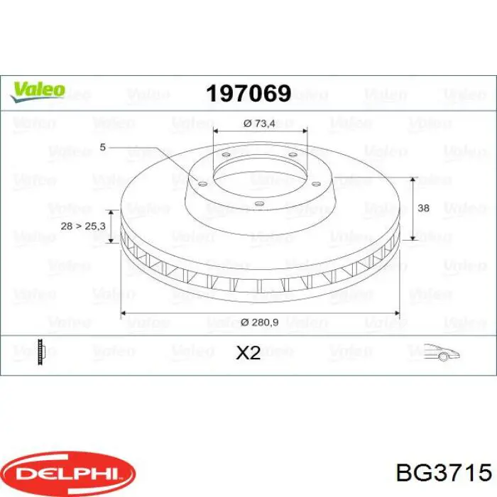 BG3715 Delphi Гальмо дискове переднє
