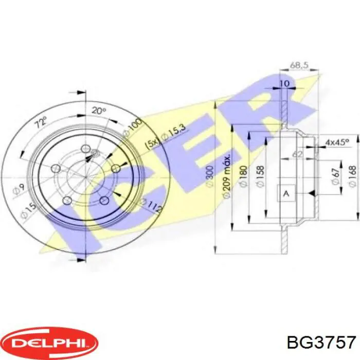 Купити BG3757 Delphi Диск заднього гальма