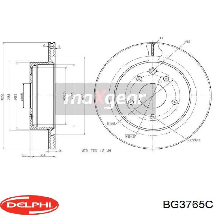 Задні дискові гальма Delphi BG3765C ціна, від 35.72 USD
