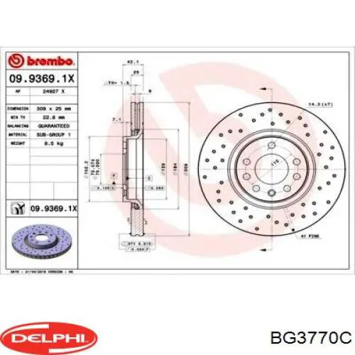 BG3770C Delphi Гальмо дискове переднє