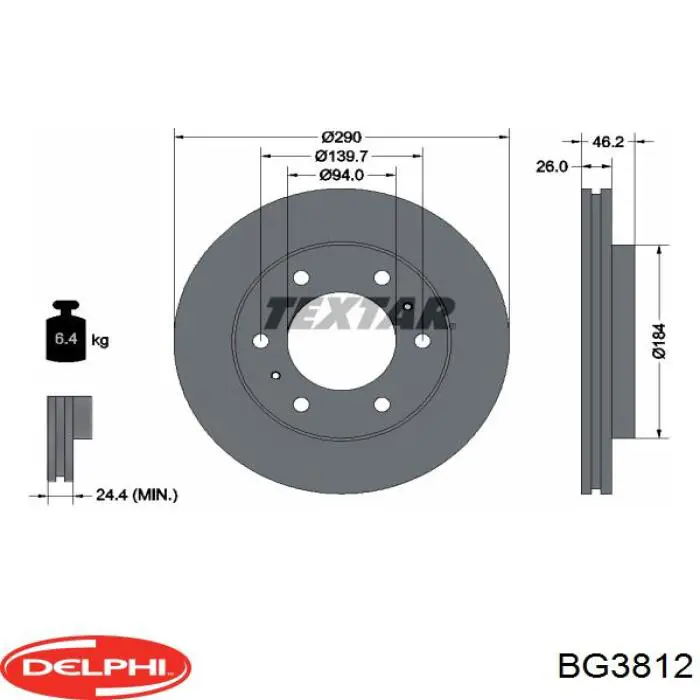 Диск переднього гальма Delphi BG3812 ціна, від 35.46 USD
