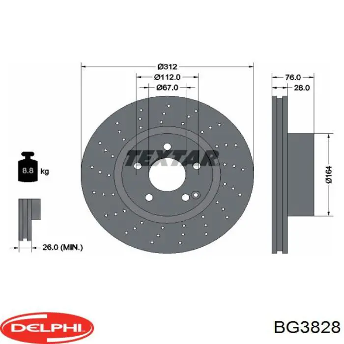 Гальмівні диски передні BG3828 Delphi