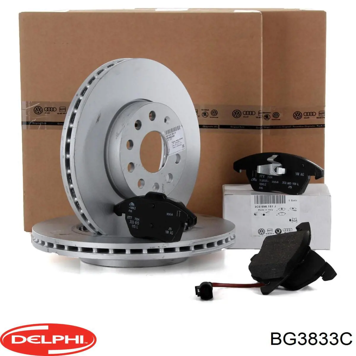 Ремкомплект передніх гальм BG3833C Delphi
