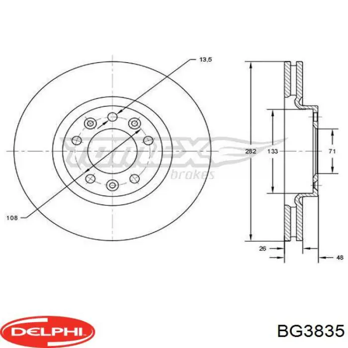 BG3835 Delphi Гальмо дискове переднє