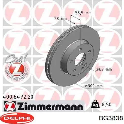 Диск переднього гальма Delphi BG3838 ціна, від 44.64 USD