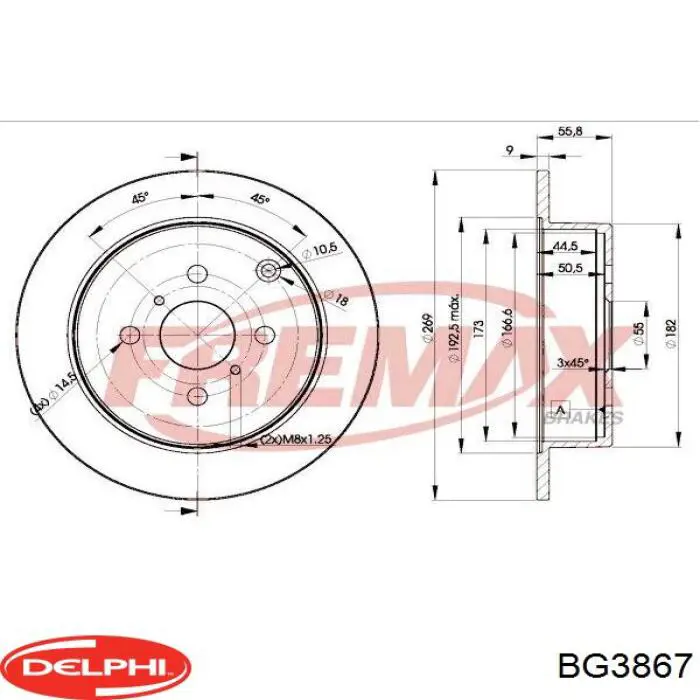 Купити BG3867 Delphi Диск заднього гальма