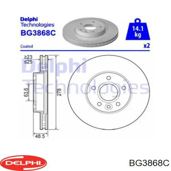 BG3868C Delphi диск гальмівний передній