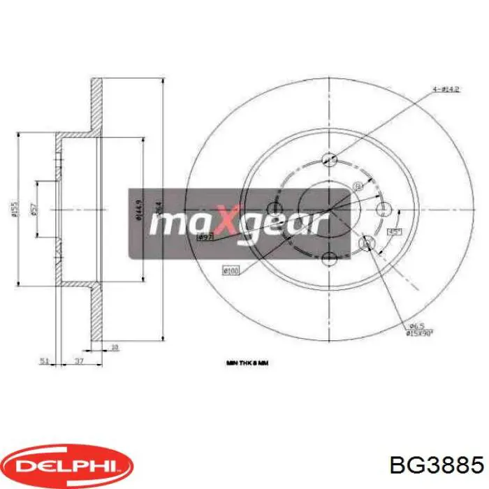 Диск гальмівний задній BG3885 Delphi