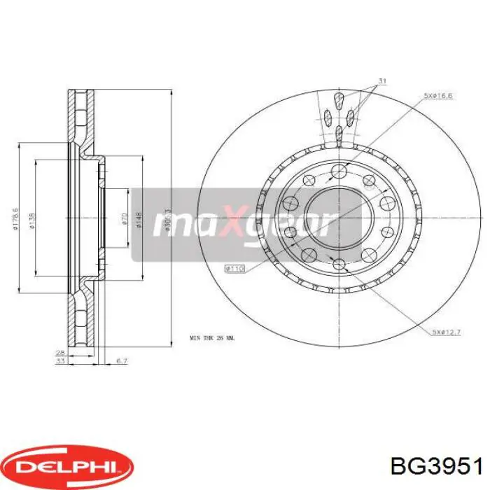 Купити BG3951 Delphi Ротор гальмівний