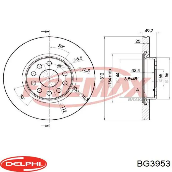 Гальмівні диски передні BG3953 Delphi
