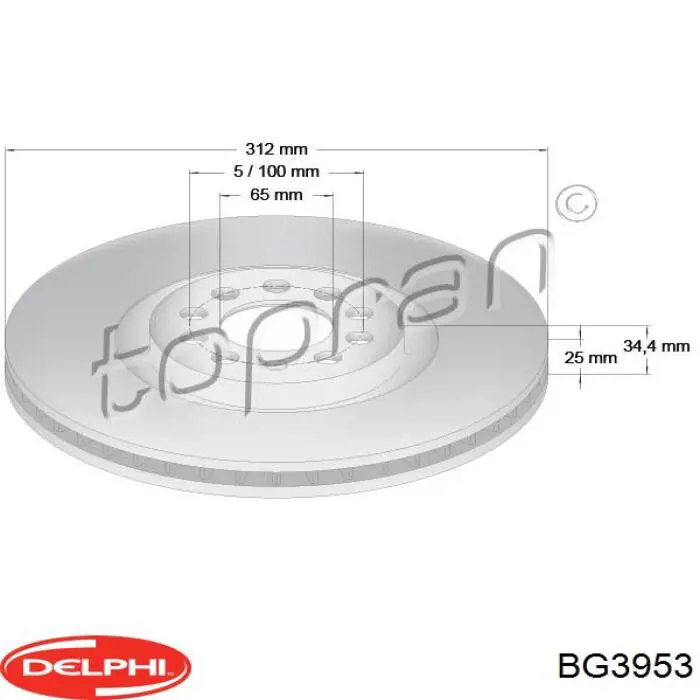 BG3953 Delphi Гальмо дискове переднє