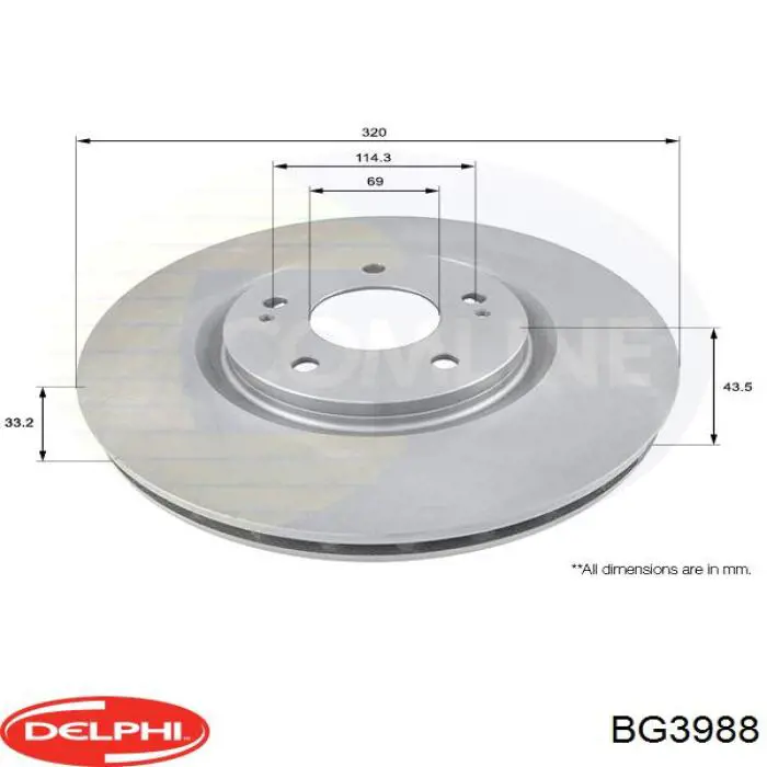 BG3988 Delphi диск гальмівний передній