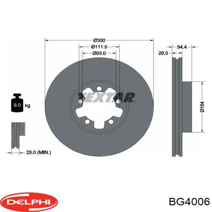 Диск гальмівний передній BG4006 Delphi