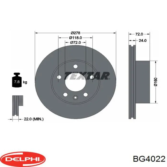 BG4022 Delphi Гальмо дискове переднє
