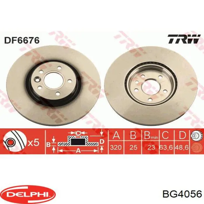Диск переднього гальма Delphi BG4056 ціна, від 62.97 USD