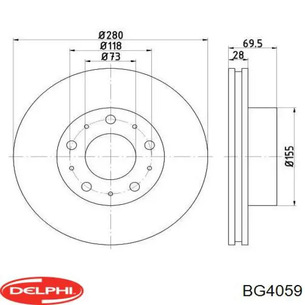 Диск гальмівний передній Delphi BG4059