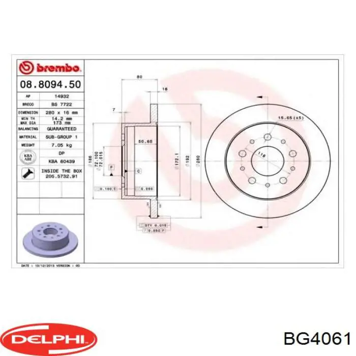 Гальмівні диски BG4061 Delphi