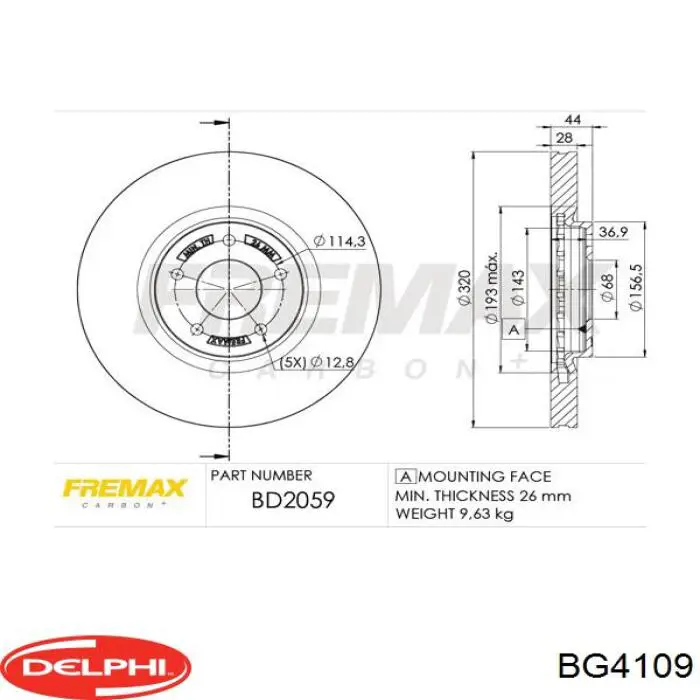 Диск гальмівний передній Delphi BG4109