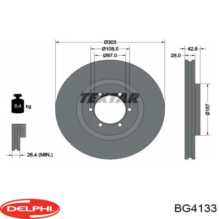 BG4133 Delphi диск гальмівний передній