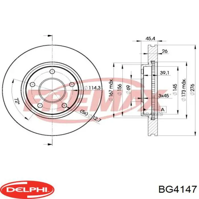 Гальмівні диски передні BG4147 Delphi