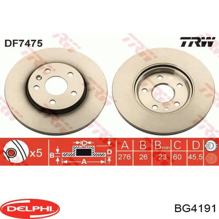 BG4191 Delphi диск гальмівний передній