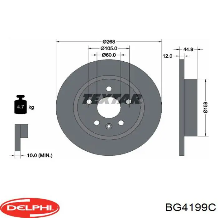 BG4199C Delphi диск гальмівний задній