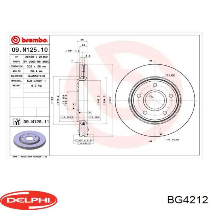 Диск переднього гальма Delphi BG4212 ціна, від 47.45 USD