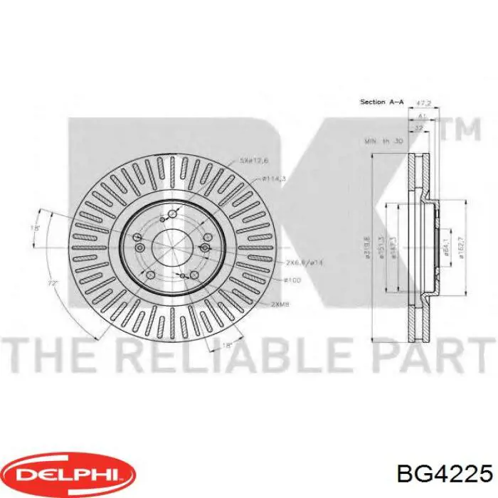 Гальмівні диски передні BG4225 Delphi