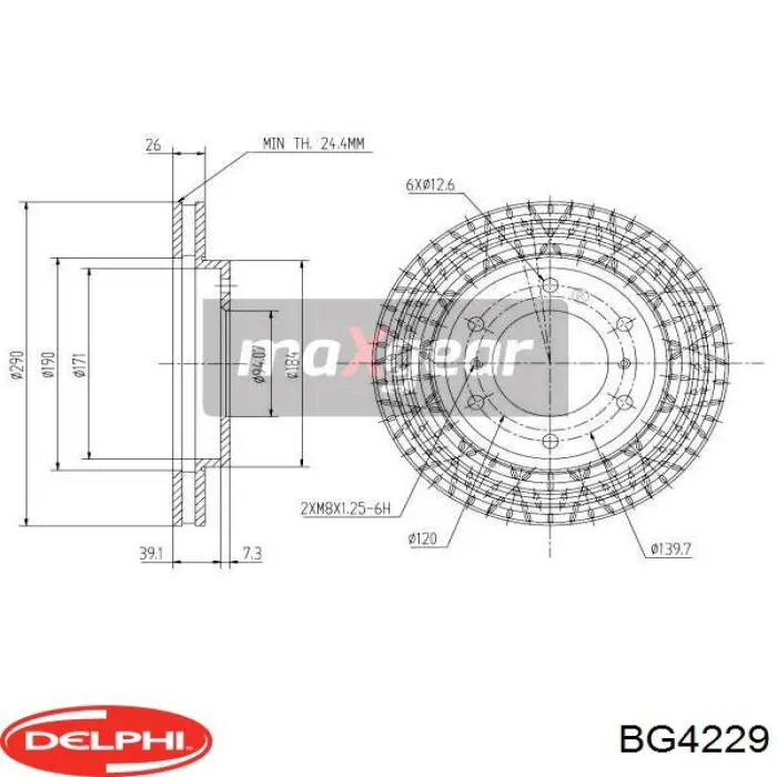 Диск гальмівний передній BG4229 Delphi