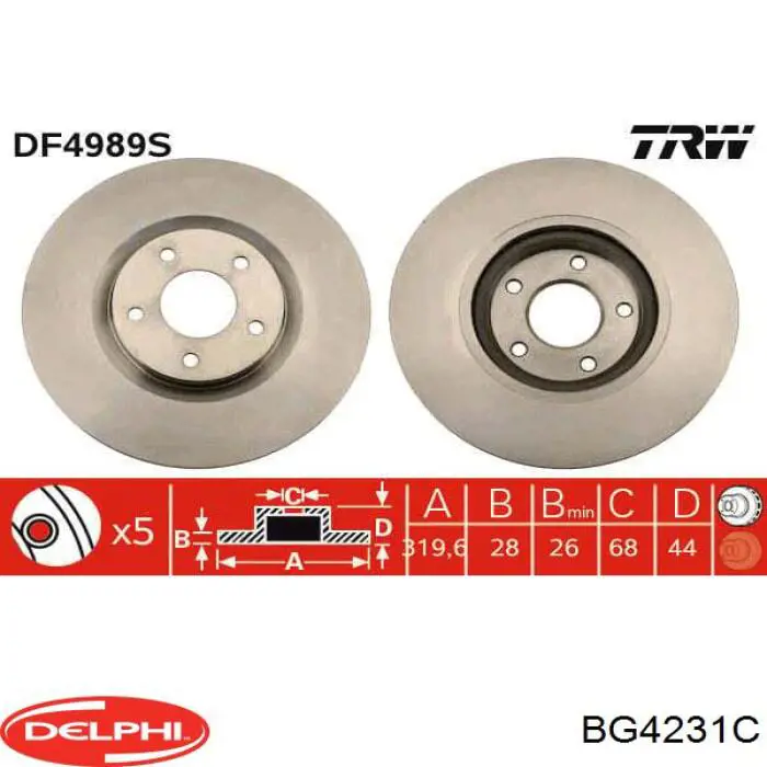 Диск переднього гальма Delphi BG4231C ціна, від 58.96 USD