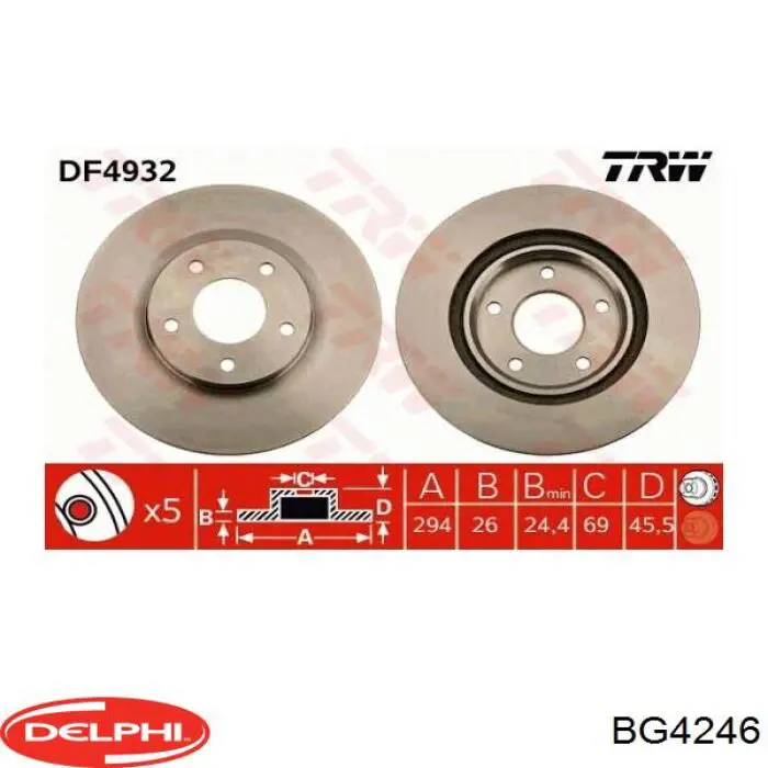 Диск переднього гальма Delphi BG4246 ціна, від 50.83 USD