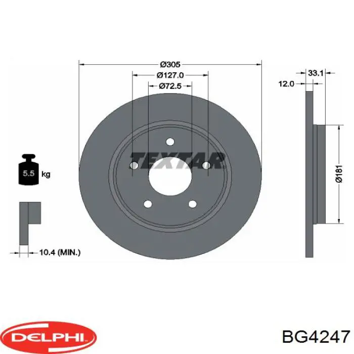 Диск гальмівний задній BG4247 Delphi