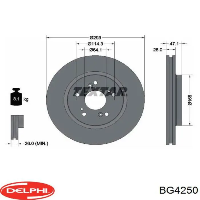 BG4250 Delphi диск гальмівний передній