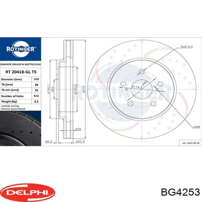 Диск переднього гальма Delphi BG4253 ціна, від 49.65 USD