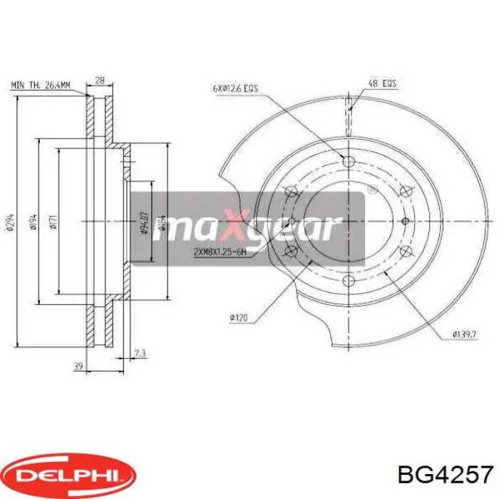 Диск переднього гальма Delphi BG4257 ціна, від 39.60 USD