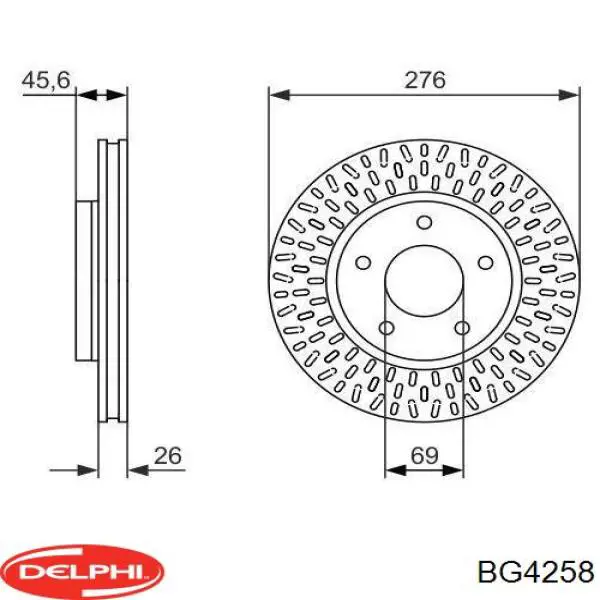 Диск переднього гальма Delphi BG4258 ціна, від 48.79 USD