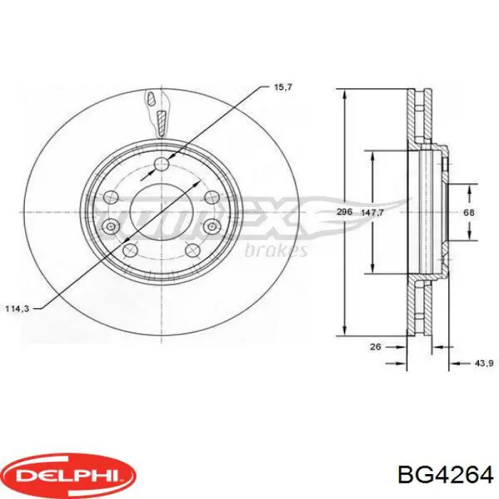BG4264 Delphi диск гальмівний передній