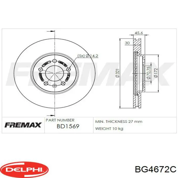 Купити BG4672C Delphi Ротор гальмівний