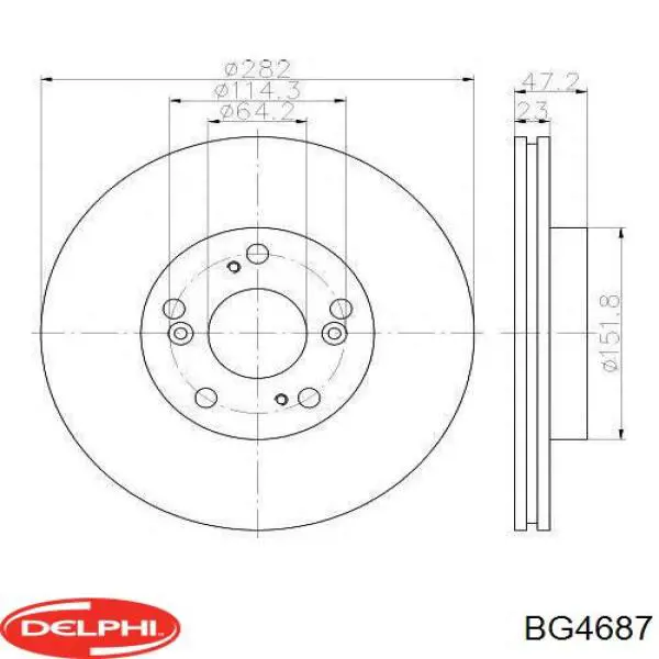 Диск переднього гальма Delphi BG4687 ціна, від 39.69 USD