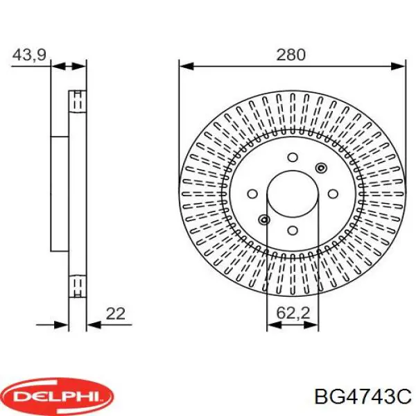 Гальмівні диски передні BG4743C Delphi