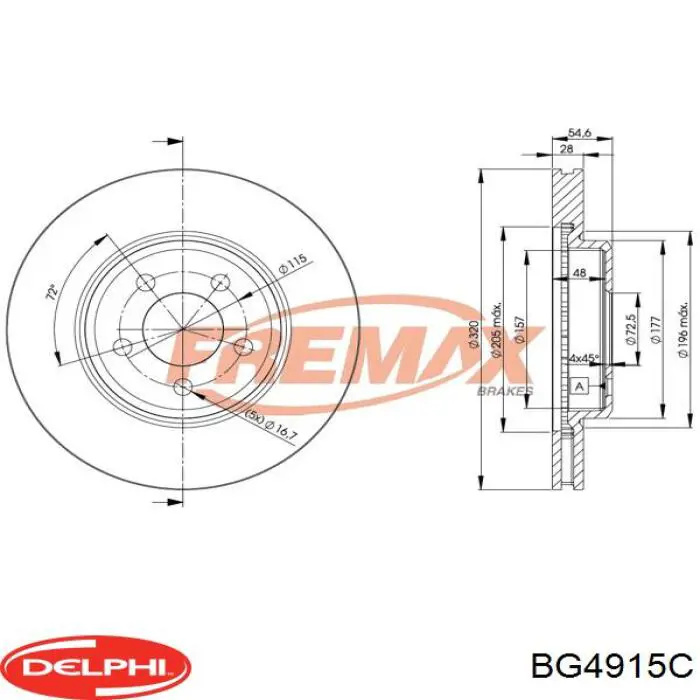Диск переднього гальма Delphi BG4915C ціна, від 68.89 USD