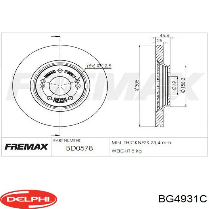 Купити BG4931C Delphi Ротор гальмівний