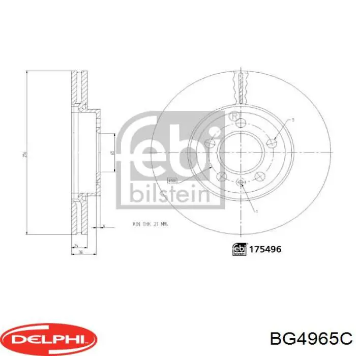 Диск переднього гальма Delphi BG4965C ціна, від 55.51 USD