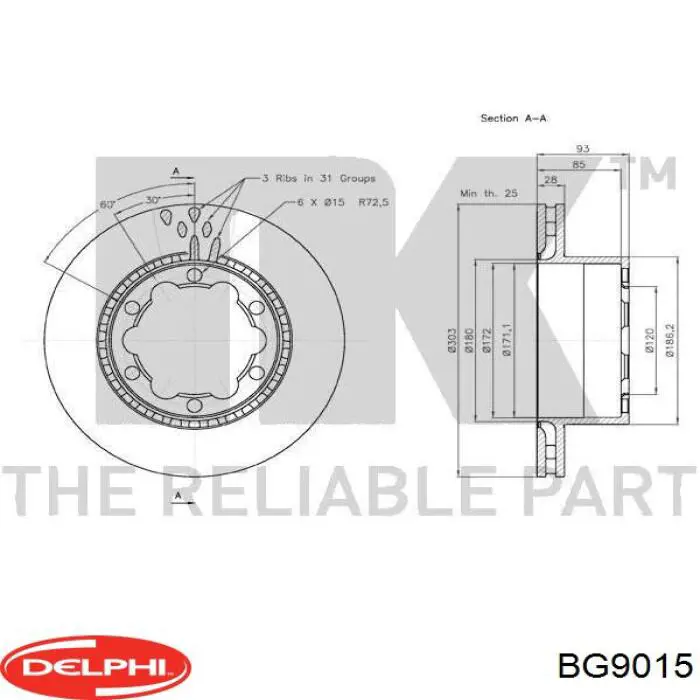 Гальмівні диски BG9015 Delphi