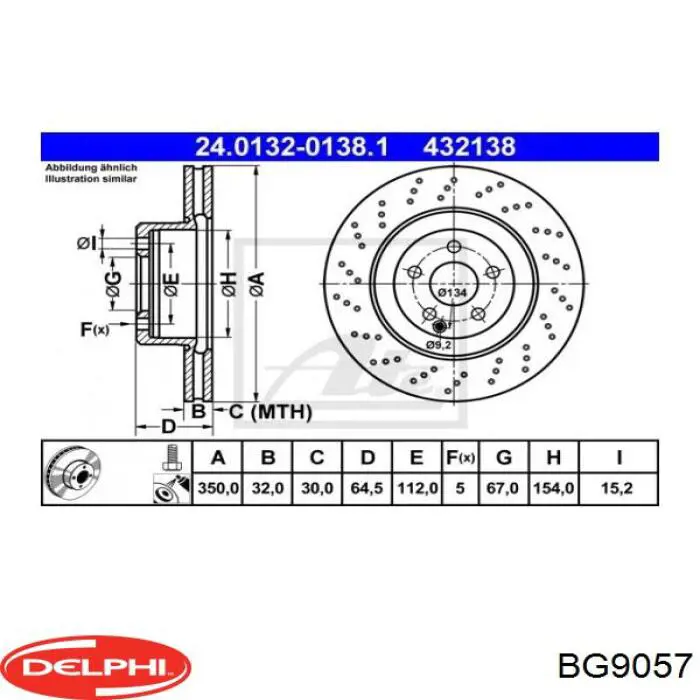 Гальмівні диски передні BG9057 Delphi