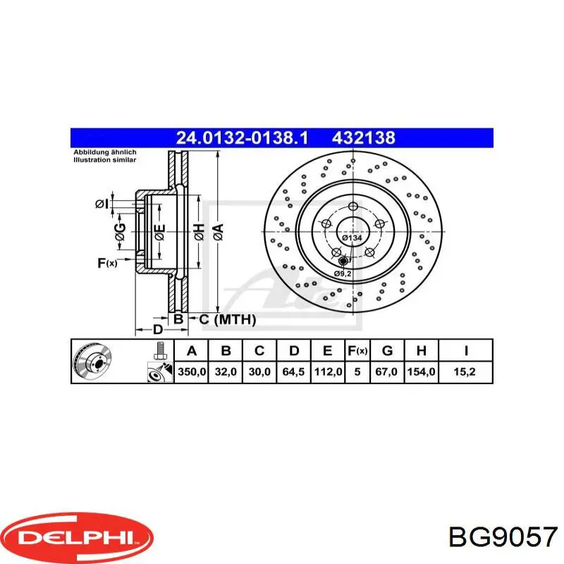 Диск переднього гальма Delphi BG9057 ціна, від 78.94 USD