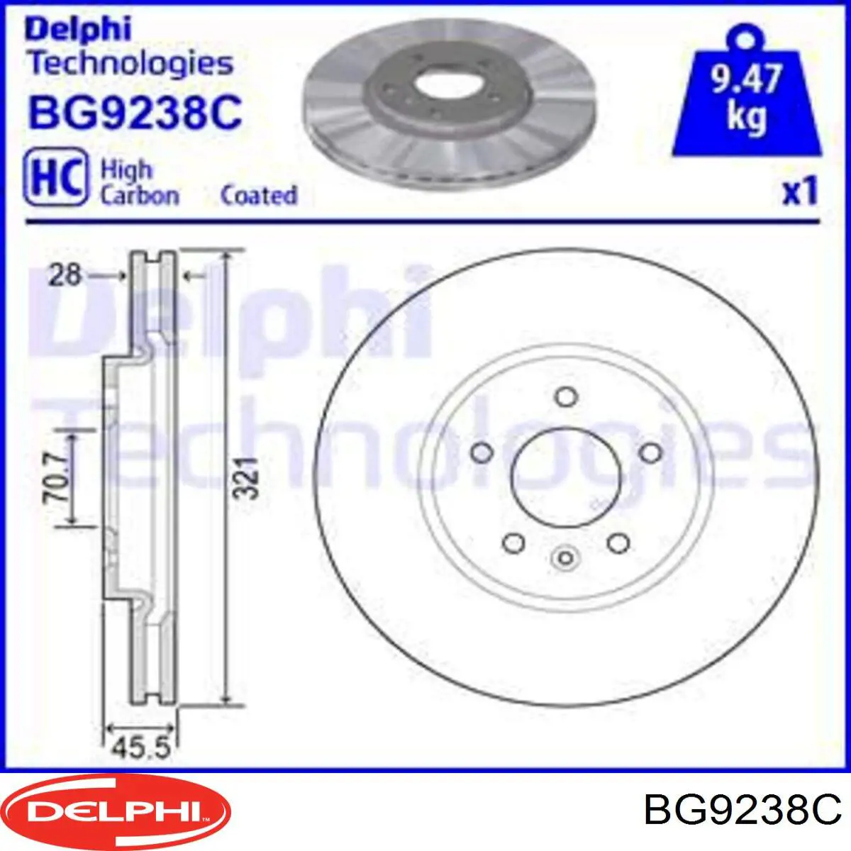 Купити BG9238C Delphi Ротор гальмівний