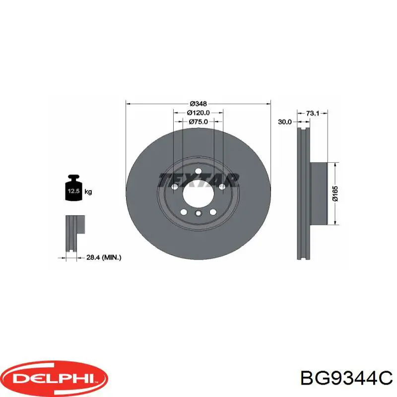 Диск гальмівний задній BG9344C Delphi